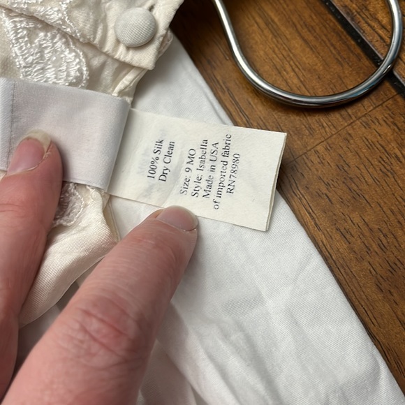 ONE SMALL CHILD Isabella 9mo Ivory christening/baptism silk gown with bonnet - Picture 11 of 14